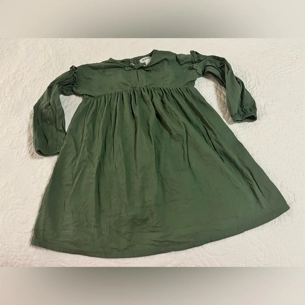 Old Navy Cute Forest Green Toddler Casual Dress Size 4T Fall Long Sleeve Girly